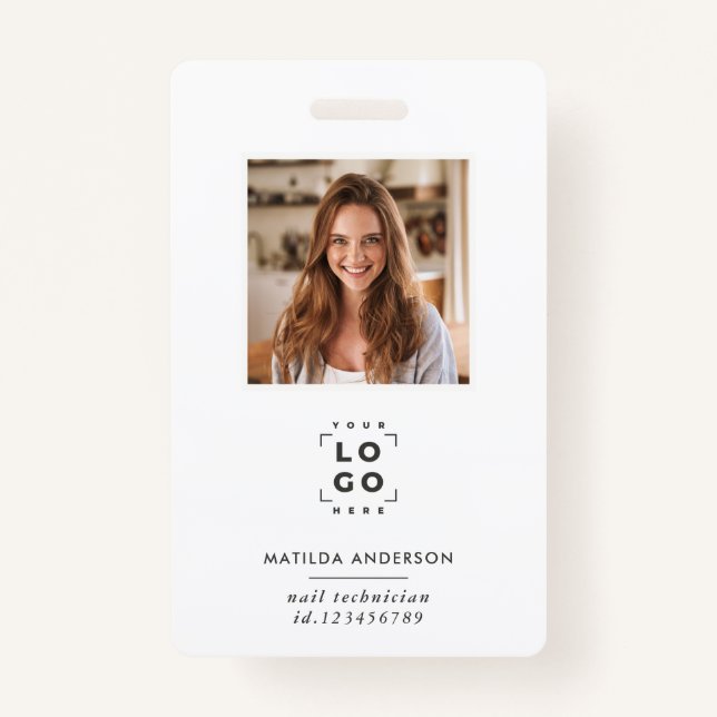 Black white QR code modern minimal photo abstract Badge (Front)