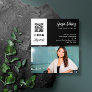 Black White QR Code Photo Social Media Icons Business Card