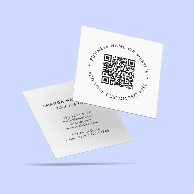Black White QR CODE Scannable Website Minimal Square Business Card (Creator Uploaded)