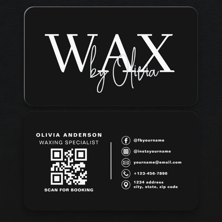 Black White QR Code Wax Specialist Esthetician Business Card