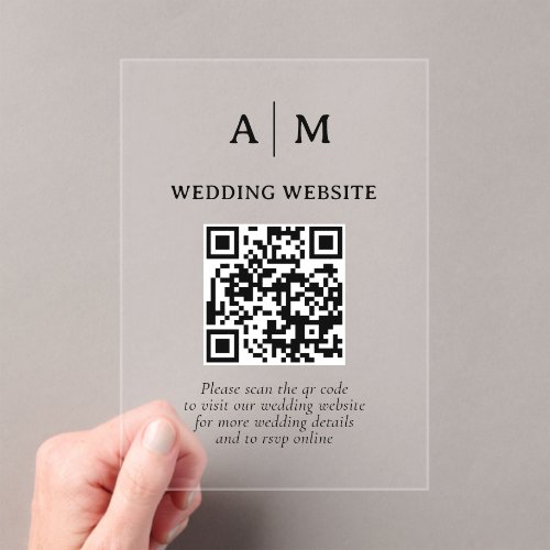 Black & White QR Code Wedding Acrylic Invitations