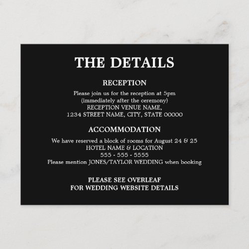 Black White QR Code Wedding Details Enclosure Card