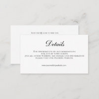 Black White QR code Wedding Details  Enclosure Card