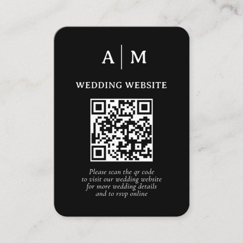 Black & White QR Code Wedding Enclosure Card