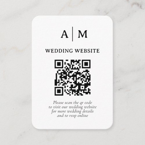 Black & White QR Code Wedding Enclosure Card