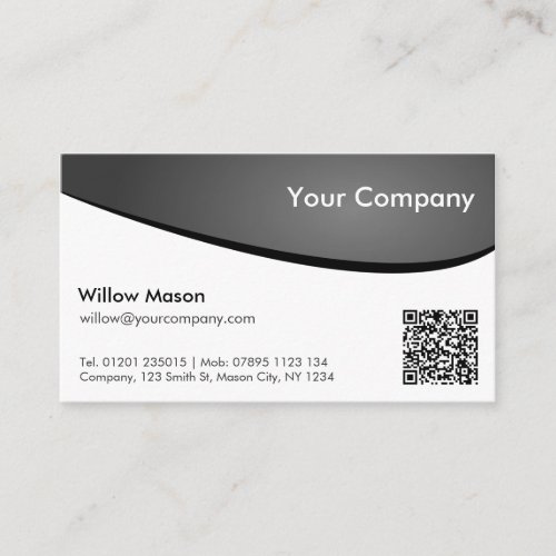 Black  White QR Professional Business Card