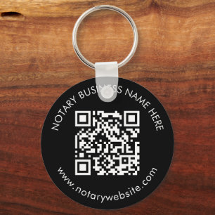 Black & White QR Promotional Notary Logo Branded Keychain