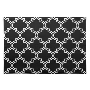 Black & White Quatrefoil Cloth Placemat