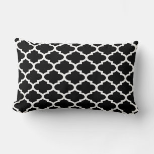 Black White Quatrefoil Pattern #2 Lumbar Pillow