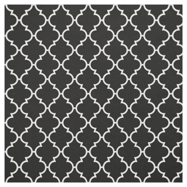 Black White Quatrefoil Pattern Fabric (Swatch)