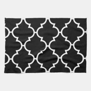 Black White Quatrefoil Pattern Towel