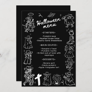Black & White Quirky Hand Drawn Halloween Menu