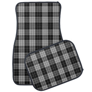 Black White Racing Karting Tartan Checkered Car Floor Mat