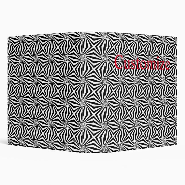 Black White Radiating Pattern Thunder_Cove 3 Ring Binder (Background)