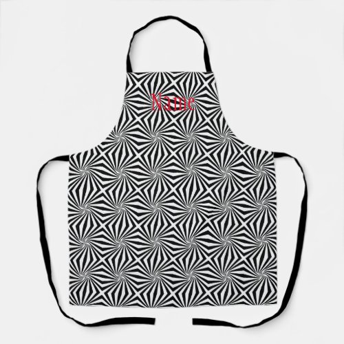 Black White Radiating Pattern Thunder_Cove Apron