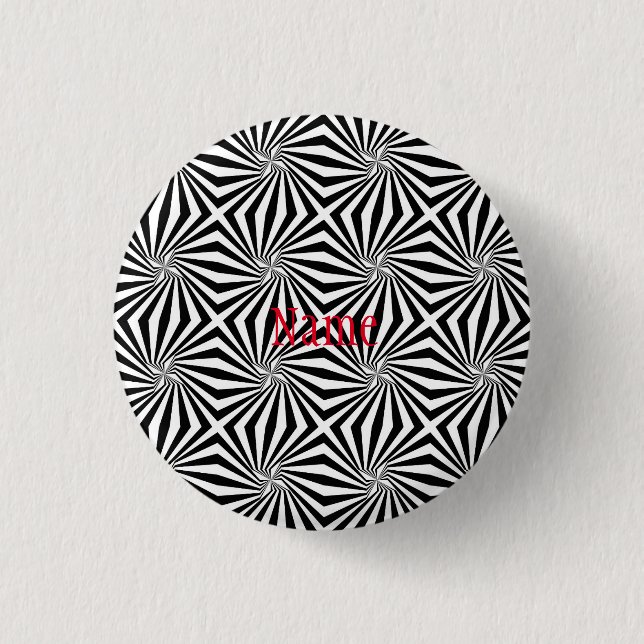 Black White Radiating Pattern Thunder_Cove Button (Front)
