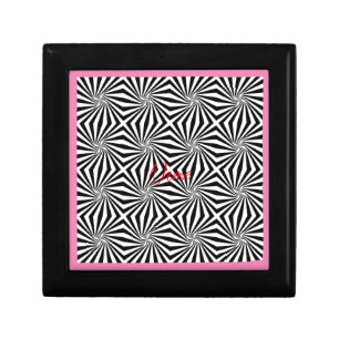 Black White Radiating Pattern Thunder_Cove Gift Box