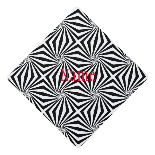 Black White Radiating Pattern Thunder_Cove Graduation Cap Topper (Front)