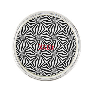 Black White Radiating Pattern Thunder_Cove  Lapel Pin