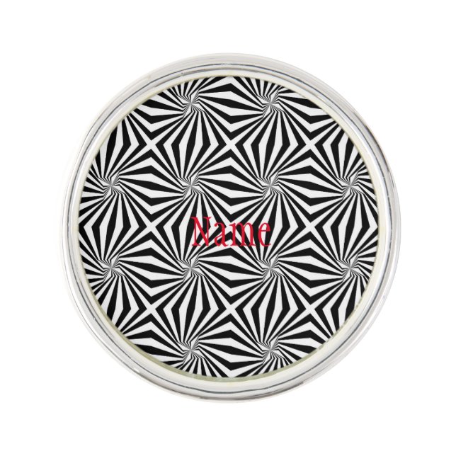 Black White Radiating Pattern Thunder_Cove  Lapel Pin (Front)