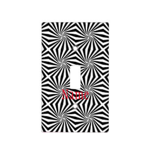 Black White Radiating Pattern Thunder_Cove Light Switch Cover