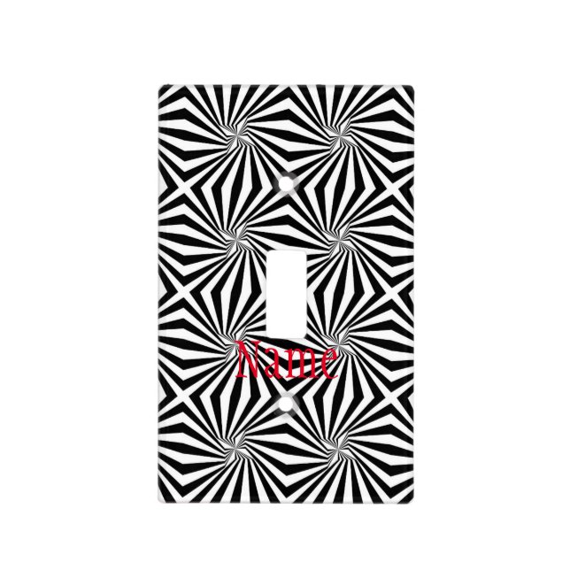 Black White Radiating Pattern Thunder_Cove Light Switch Cover (Front)