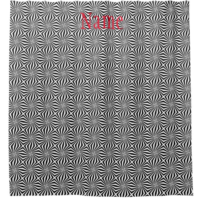 Black White Radiating Pattern Thunder_Cove Shower Curtain (Front)