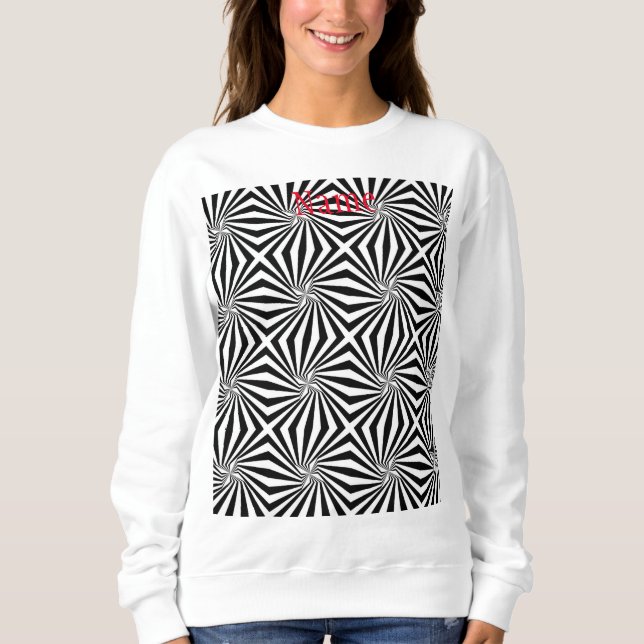 Black White Radiating Pattern Thunder_Cove Sweatshirt (Front)