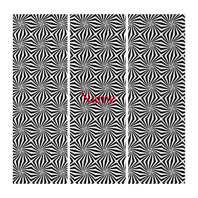 Black White Radiating Pattern Thunder_Cove  Triptych (Front)