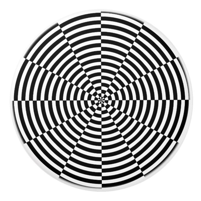 Black & White Radiation by Kenneth Yoncich Ceramic Knob (Front)