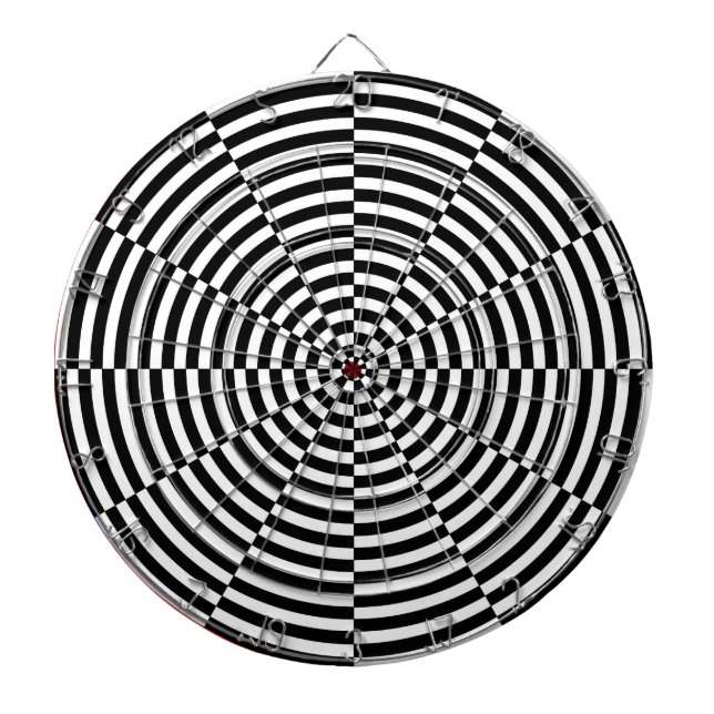 Black & White Radiation by Kenneth Yoncich Dartboard With Darts (Front)
