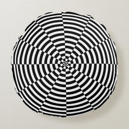 Black  White Radiation by Kenneth Yoncich Round Pillow