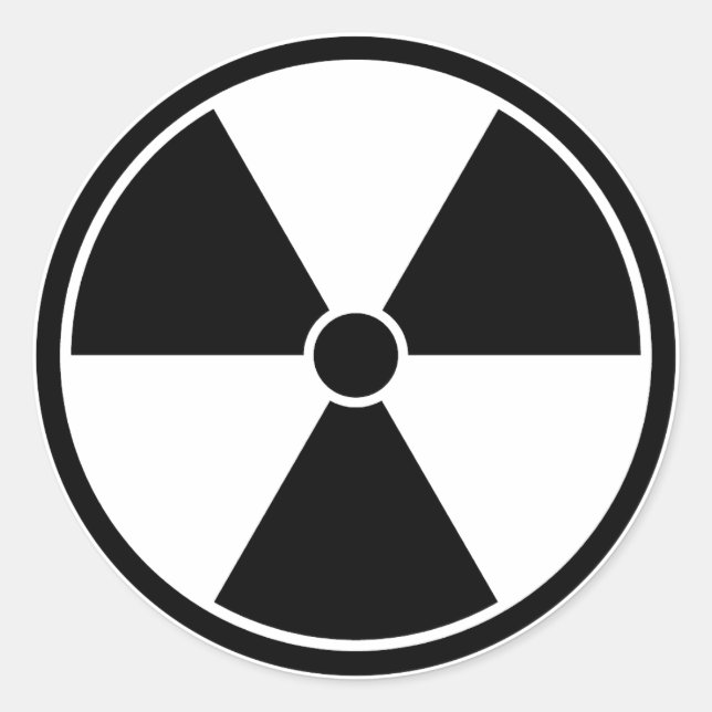 Black & White Radiation Symbol Sticker (Front)
