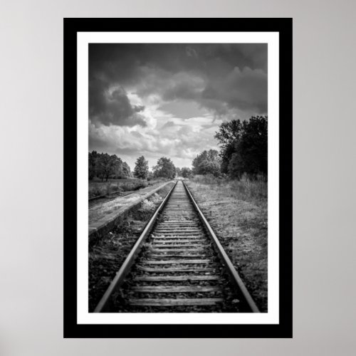 Black  White Railroad Track Poster