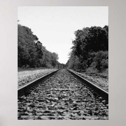 Black  White Railroad Tracks 16x20 Poster Print