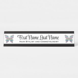 Black & White Rainbow Butterfly Station Name Plate