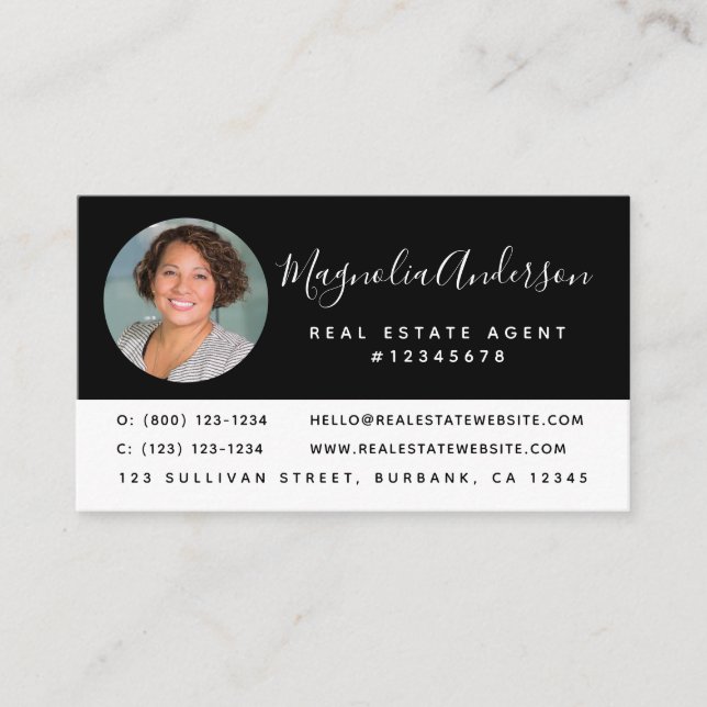Black White Real Estate Business Card (Front)