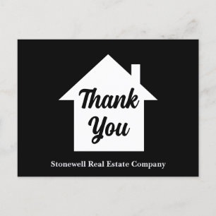 Black White Real Estate Company Custom Thank You Postcard