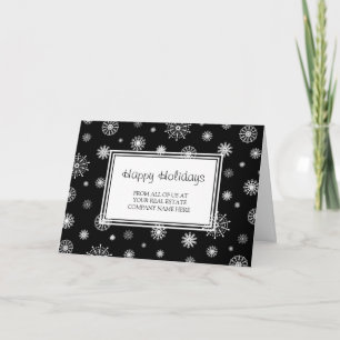 Black White Real Estate Happy Holidays Card