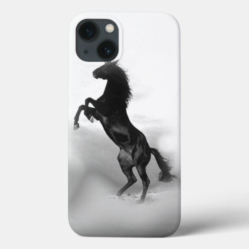 Black White Rearing Horse Silhouette iPhone 13 Case