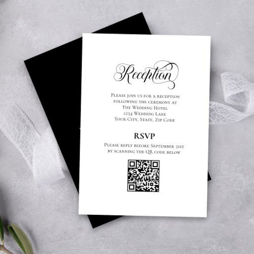 Black White Reception RSVP QR Code Enclosure Card