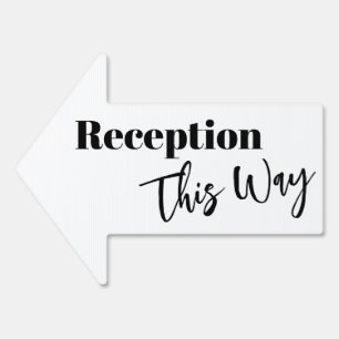 Black & White Reception This Way Simple Arrow Sign