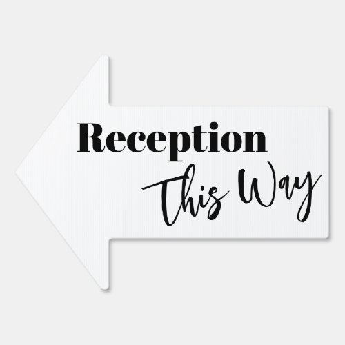 Black  White Reception This Way Simple Arrow Sign