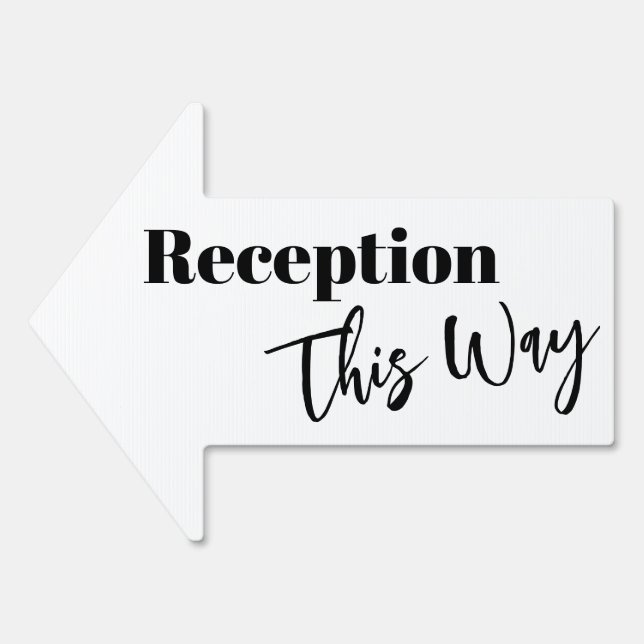 Black & White Reception This Way Simple Arrow Sign (Front)