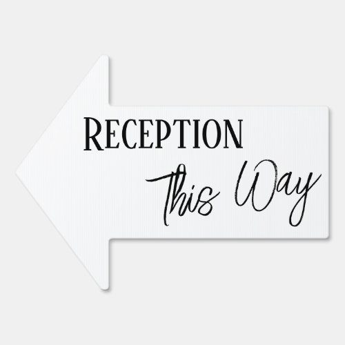 Black  White Reception This Way Simple Arrow Sign