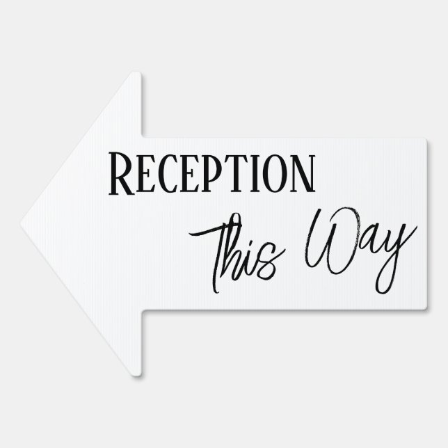 Black & White Reception This Way Simple Arrow Sign (Front)