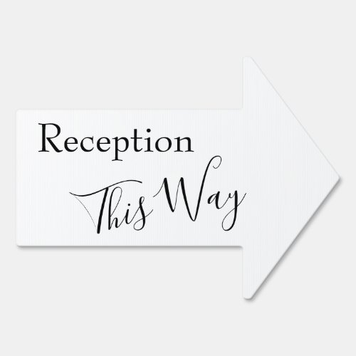 Black  White Reception This Way Simple Arrow Sign