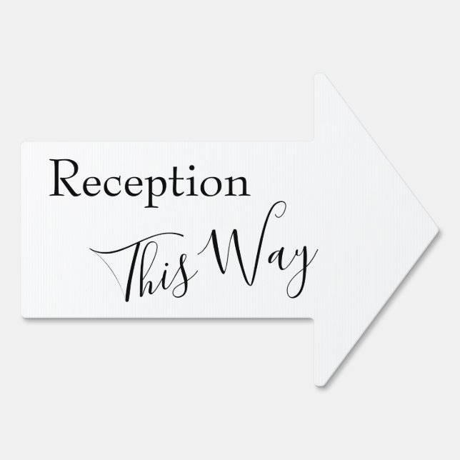 Black & White Reception This Way Simple Arrow Sign (Back)
