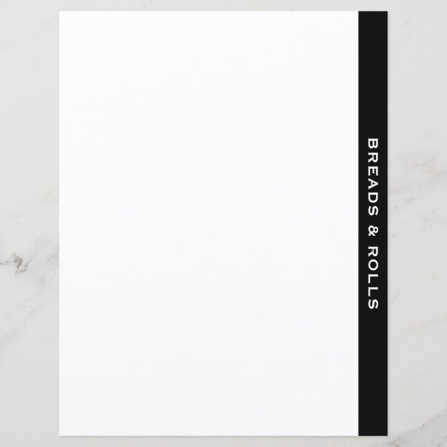 Black & White Recipe Divider | Breads & Rolls (Front)