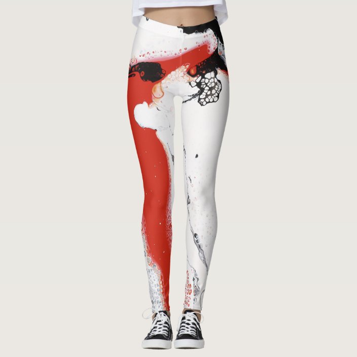 red black and white leggings